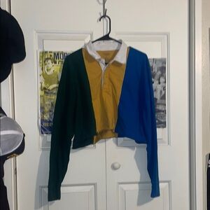 Arizona Jean Company Colorblock Top - Green, Gold, Blue